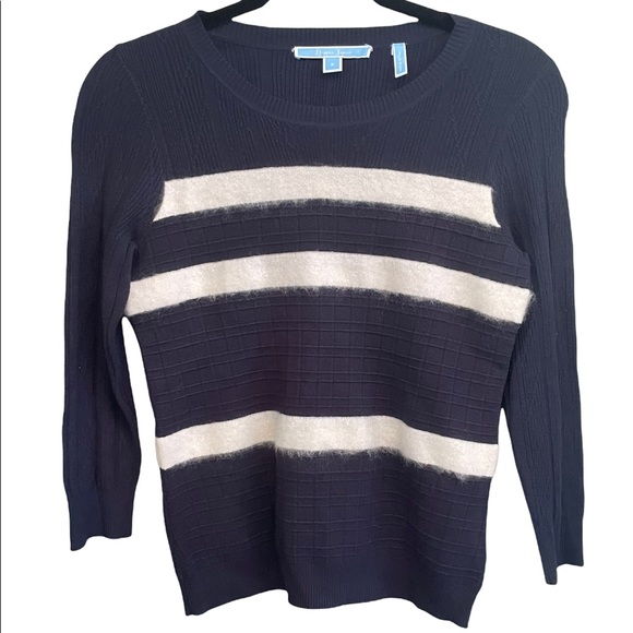 Draper James Stripe Mohair Sweater in Nassau Navy - Picture 5 of 9